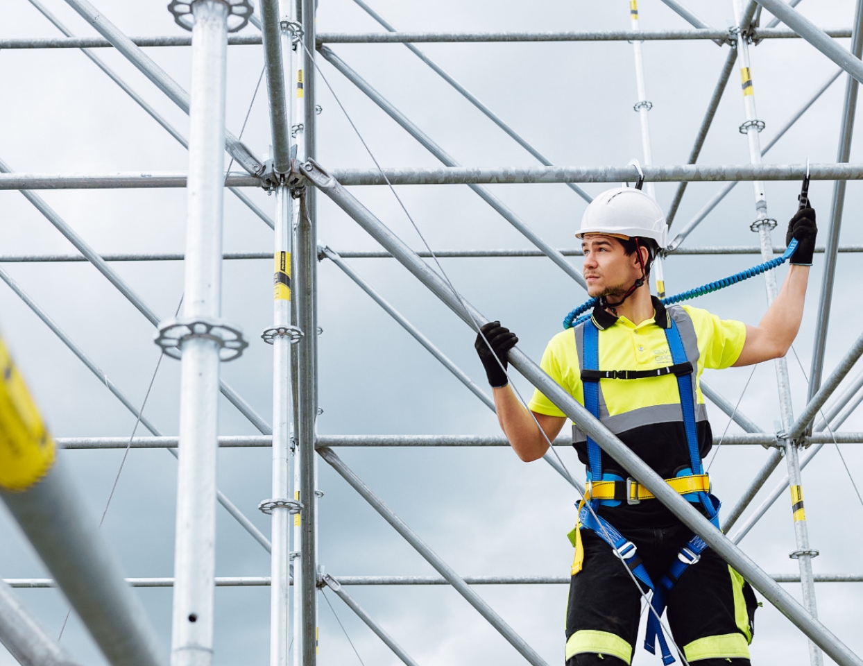 safety worker on scaffolding